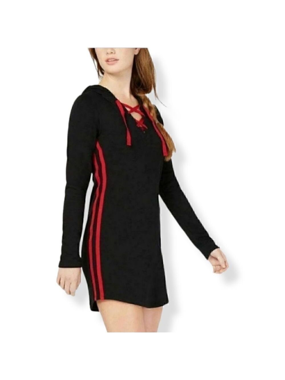 Material Girl Active Black Hooded Sweatshirt Dress XS Junior